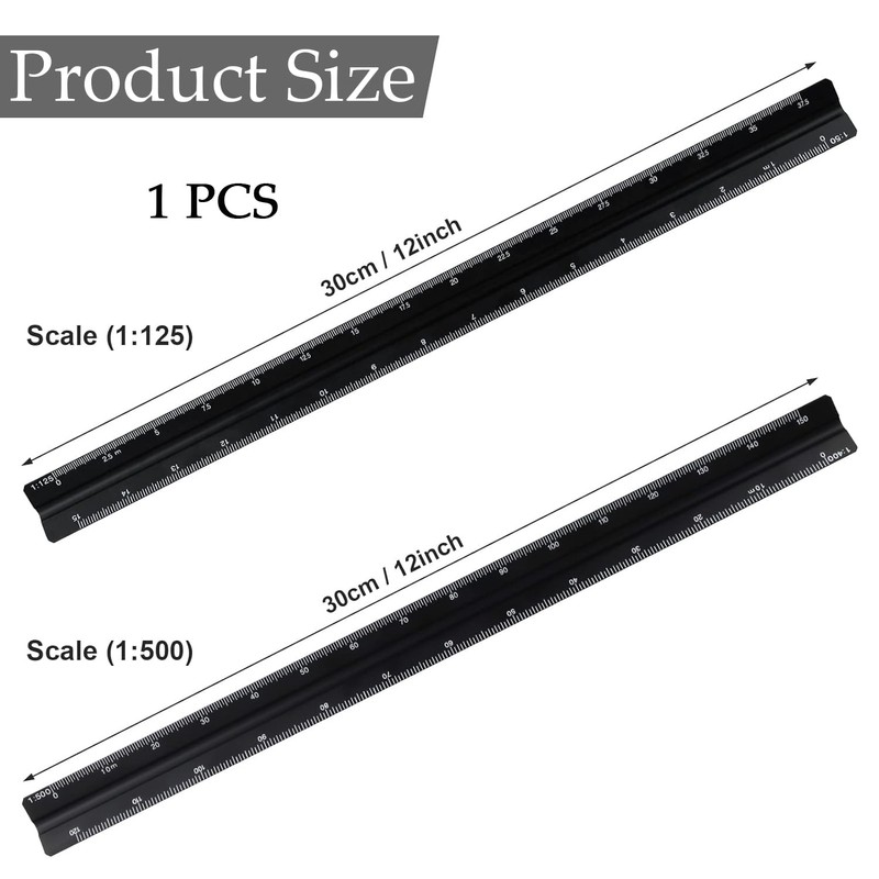 Imperial Architectural Scale Ruler,Standard 12 Inch Triangular Scale Ruler,Architectural Scale