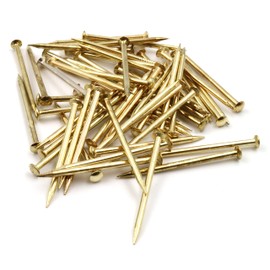 Design61 50x Steel Pins Steel Nails Skirting Board Pins Nail 2.0 x 40 mm Lens Head Brass-Plated