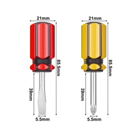 Buspoll Short Screwdriver Set: Two-Color Small Handle Stubby Screwdriver - Phillips & Flat Head