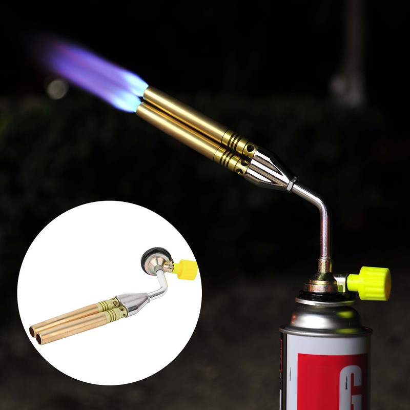 Double Heating Flame Torch Portable Adjustable Welding Gun for Outdoors
