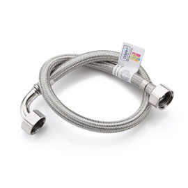 Home Range WRAS Approved 500mm 1/2" Elbow x 1/2" |2 Lengths| Single Flexible Pipe Connector, Stainless Flexi Pipe with 90° Elbow Fitting for Boilers, Kitchens, Bathrooms, Toilets, and Basins