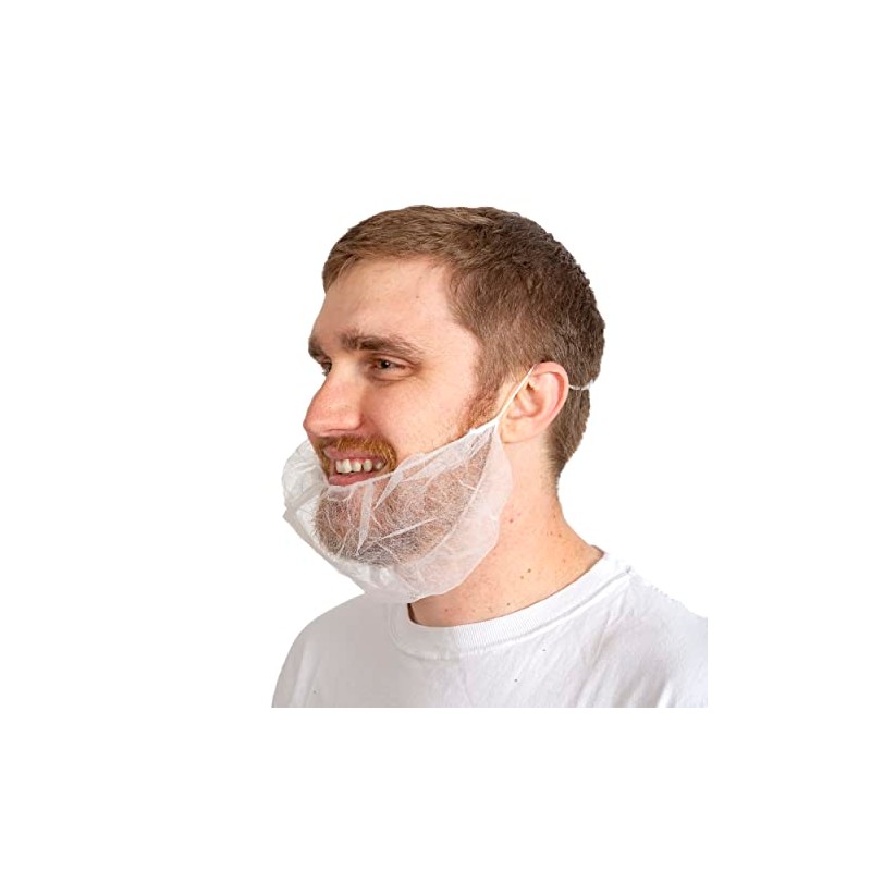 SAFEKO Beard Nets, White Disposable Beard Covers, Beard Net for