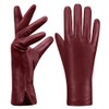 Women's Winter Leather Gloves Nappa Lambskin Touch Screen Gloves Warm