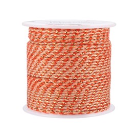 Pandahall 21.8Yards 1.5mm Twisted Macrame Cotton Cord 4-Ply Gold Wire Braiding Beading Thread Twine Rope Orange for String Knitting DIY Jewelry Making Plant Wall Hangers Home Garden Decor
