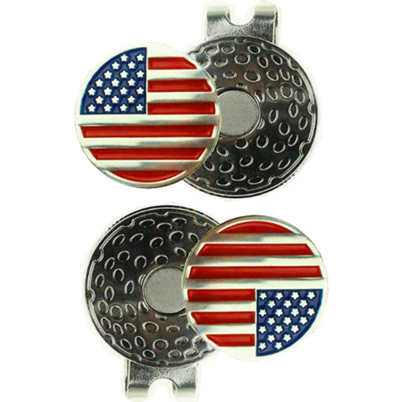 KOFULL Golf Hat Clip& Golf Marker US Flag Stainless Steel