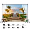 Leowefowa Vinyl 10x8ft Tropical Beach Backdrop Seaside Scenery Sunshine Palm