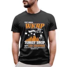 First Annual WKRP Thanksgiving Day Turkey Drop Tshirt - WKRP Turkey Drop T Shirt - Thanksgiving Day Tshirts - Gifts for Thanksgiving Day (Black, 2XL)