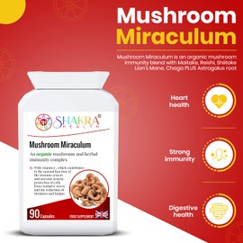 Mushroom Miraculum 90 Capsules, Spiritually Mindful Complex of Potent Organic 'Shroom Ingredients Including Chaga, Shittake & More | Spiritually Aligned Supplements. Shakra Health