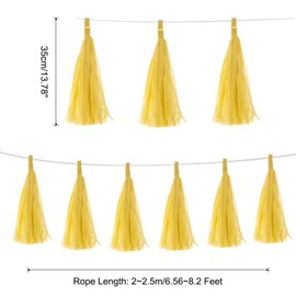 MECCANIXITY 20Pcs Light Yellow Tassel Garland Banner with Rope Tissue Paper Tassels Party DIY Kits for Anniversary Wedding Birthday Party