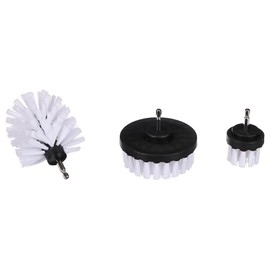 SIXTOL Car Detailing Drill Brush 3 Soft | Set of Soft Cleaning Brushes for Drills | 3 Pieces | Wheels | Underbody | Engine Cleaning | Household | Universal Brushes | White