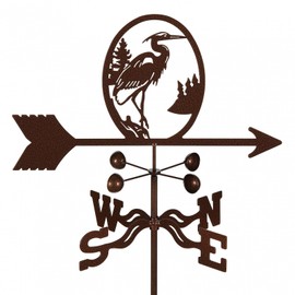EZ Vane Heron Bird Weathervane — 4-Sided Mount, Wind Cups, Antique Copper Finish, Steel with Durable Triple Powder Coating, Handcrafted in USA