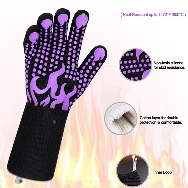 Comsmart BBQ Gloves, 1472 Degree F Heat Resistant Grilling Gloves