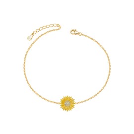 Fryneauy Flower and Cute Animal Anklet S925 Sterling Silver Jewellery for Women Ladies, Sterling Silver, No Gemstone