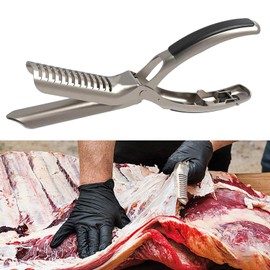 BBQ Rib Membrane Removal Tool, Stainless Steel BBQ Rib Prep Pro Tools Kit with Arc Clamp & Non-Slip Grip BBQ Rib Skinner for Outdoor Cooking