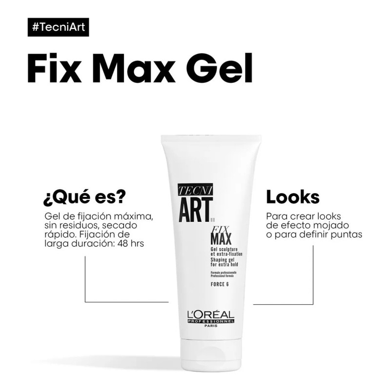 Gel De Máxima Fijación Para Cabello Tecniart Fix Max 200ml