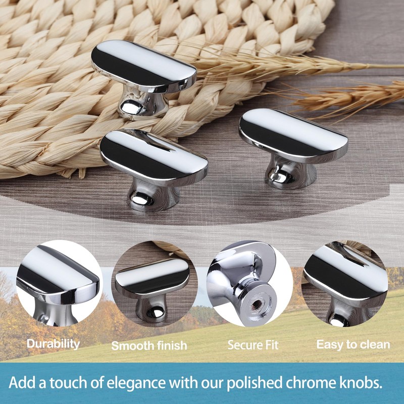 DYLIUM Chrome Cabinet Knobs 10 Pack 1.25 Inch Length Heavy-Duty