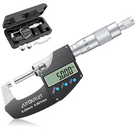 AUTOUTLET Micrometer Digital Outside Micrometer 0-25 mm/ 0.001 mm(0.00005"), LCD Digital Micrometer Micrometer Calipers Inch/Metric Measurement, High Precision Micrometer Measuring Tool