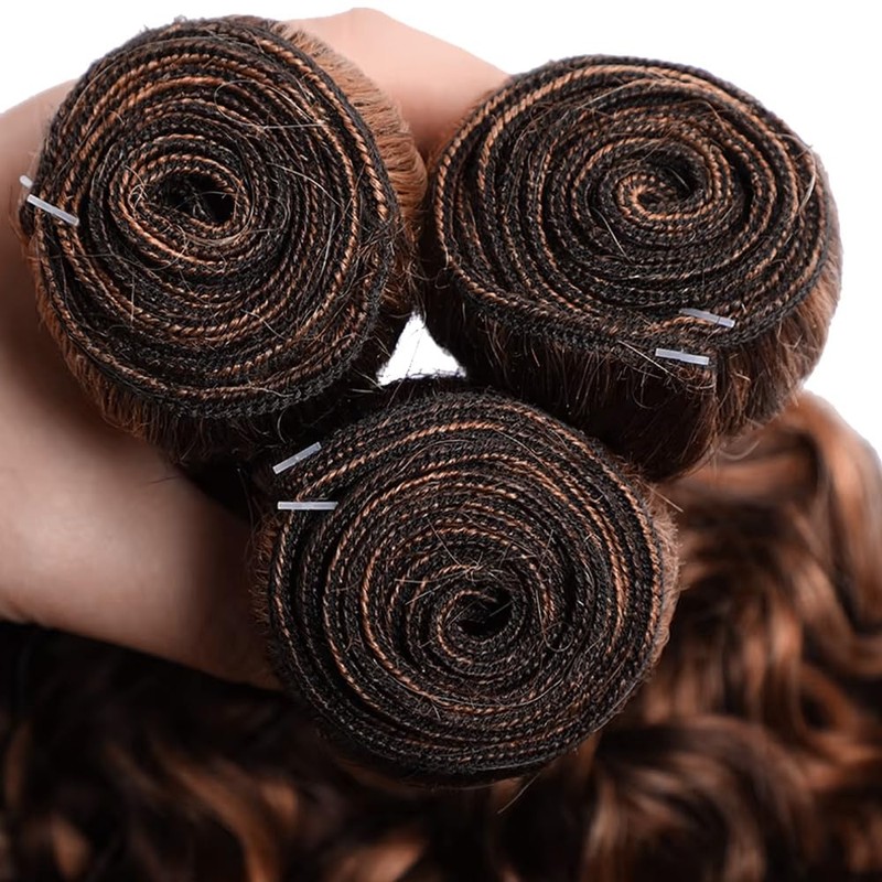 Dokksiiia Brown Ombre Bundles P430 Deep Wave Human Hair Bundles