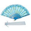 Newstarfactory Lace Flowers Design Plastic Folding Hand Held Fan (Blue)