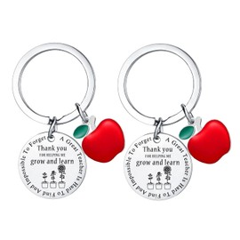 MADHAHEFU 2PCs Teacher Appreciation Gifts Teacher Gifts Teacher Keyring Thank You Gifts for Teacher Birthday Gifts Graduation Retirement Gifts Leaving Gifts Teacher Keychain