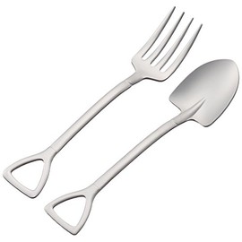 eve-mode The country story Stainless Steel Shovel Spoon & Fork Medium Brushed Blast 2 Pack