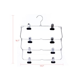 Quality Hangers Slack Hangers 2-Pack | 4 Tier Pant Hangers with Clips | Collapsible Space Saving Hangers for Clothes | Perfect Jeans, Leggings, and Skirt Hangers with Clips (24, 4 Tier)