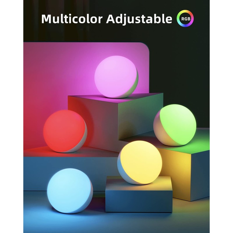 EASEMO Touch Lamp for Bedroom, RGB Color Changing Small Table