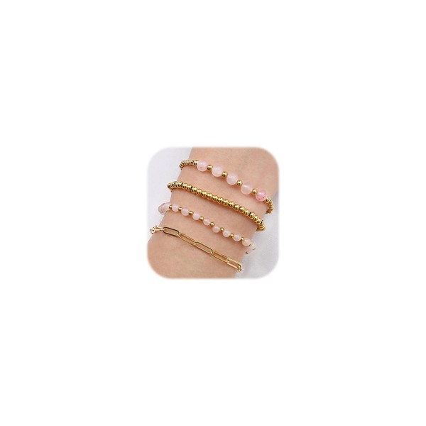 Sanfenly Gold Beaded Bracelets For Women Trendy, 14k Real Gold
