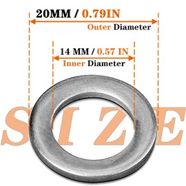 CQSPMOTO 20Pcs M14 Drain Plug Gasket Aluminum Engine Oil Crush Washer Seals for OEM 94109-14000 Oil Drain Plug Washer Replacement Honda Accord Acura Civic Ridgeline Odyssey CR-V Pilot Fit Element