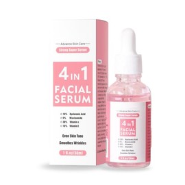 Serum Facial 4en1: Niacinamida, Ácido Hialurónico (10%) y Vitamina C (30%) y E Colágeno y Ácido Glicólico Hidratación(4N1, 15ml)