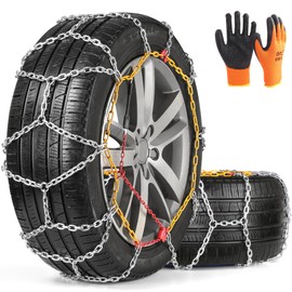 COCO BIRD Snow Chains, Thickened and Wear-Resistant High Carbon Steel Anti Slip Tire Chain for Light Truck, Pickups, and SUVs, Set of 2 (4WD-100)