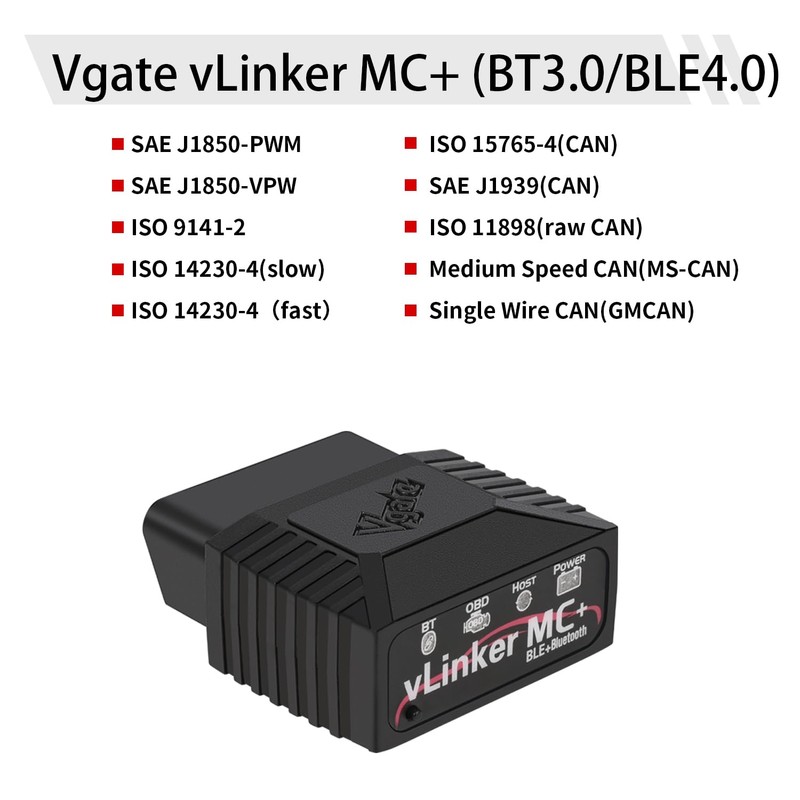 Vgate vLinker MC+ (BT3.0/BLE4.0) OBD2 Scanner Code Reader Diagnostic Scan
