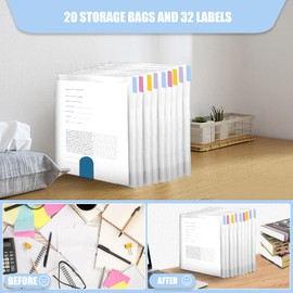 Pyatofyy Paper Storage 20 Pcs Scrapbook Paper Storage Organizer 12 x 12 Inch Paper Storage Organizer with 36 Pcs Sticky Index Tabs Holds Scrapbook Paper for Vinyl Paper and Cardstock(Clear)