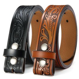 CHAOREN Western Belt - 2Pcs Cowboy Belts 1.5" Full Grain Leather for Jeans - One Solid Piece Leather