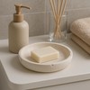 Natural Travertine Round Decorative Tray - 8-inch Beige Stone Vanity