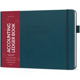 Skyline Accounting Ledger Book – Columnar Log Journal for Personal & Small Business Bookkeeping – Money Expense Log, Hardcover 10x7” (Dark Teal)