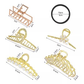 AMLEBE 5pcs Clips De Pelo De Pinzas Pelo De Oro Para Mujeres Niñas
