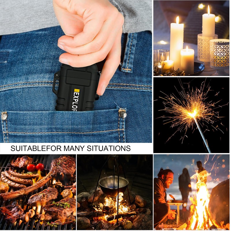 Lafagiet Waterproof Arc Lighter, Outdoor Dual Plasma Arc Lighter, USB