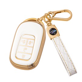 [Unhoke] N-BOX Custom JF5 JF6 Key Case Compatible with Honda New Step Wagon Key Cover NBOX JF5 JF6 Civic ZR-V Bezel Key Holder Both Sides Sliding Doors Made of TPU Good Touch Premium (Gold White)