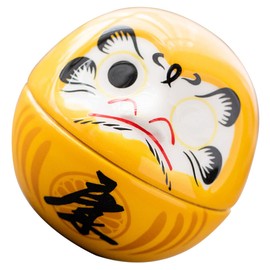Totority Dharma Eggs Ceramic Daruma Figurine Ceramic Figurine Daruma Wobbling Decorative Daruma Japanese Daruma Statues Fortune Daruma Mascot Car Interior Decor Cat Figurine Yellow Ceramics
