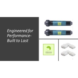 Jett Water Systems 2 Mixed Bed Inline DI Resin Filter/DI Water Filter for Aquarium and RO/0 ppm TDS - 1/4" QC x 1/4" NPTF Elbow, 2" x 2" Double Clips (2)