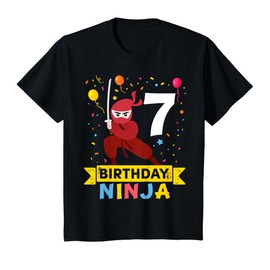 Kids 7 Year Old Ninja Birthday T-Shirt