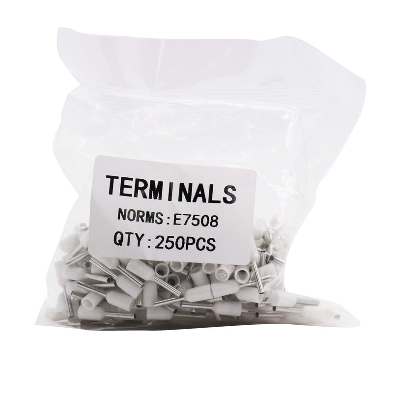 Fidioto 20AWG Wire Ferrules, 250pcs White AWG20 Insulated Ferrule Crimp