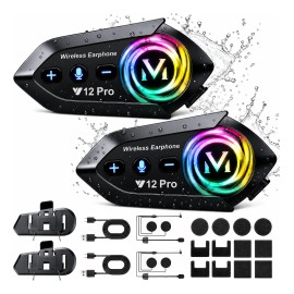 2 Pcs Y12pro Intercomunicador Bluetooth Para Cascos De Moto