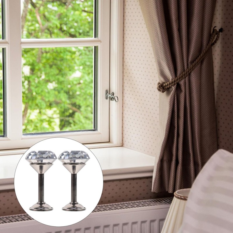 GRIRIW 2pcs Elegant Silver Diamond Curtain Tiebacks Drapery Hooks for