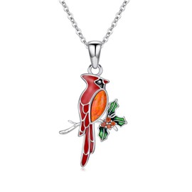 UCADRIT Cardinal Necklace Sterling Silver Cardinal Bird Necklace Red Cardinal Jewelry Red Bird Gifts for Women
