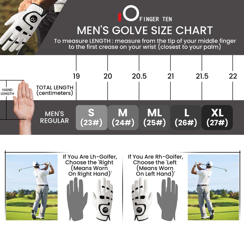 Men's Golf Gloves All Weather Left Hand Golf Gloves with