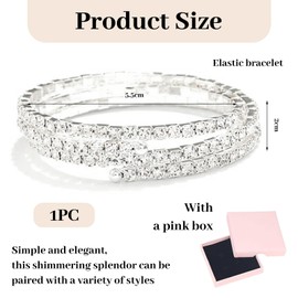 BelleVive Rhinestone Bangle for Women Multilayer Arm Bracelet Upper Arm Jewelry Crystal Silver Prom Bridal Bangle for Party Bride Wedding, L