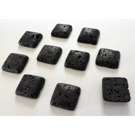 Unbranded 10 Lava Stone Square Cabochons Flat Backs Black 15mm