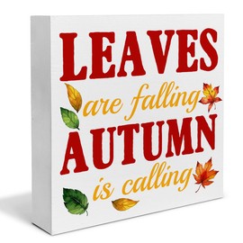 Fall Decor Fall Maple Leaf Wooden Sign Plaque Autumn Signs Farmhouse Rustic Decorations for Home 5 x 5 Inches